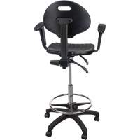Tabouret ergonomique robuste avec accoudoirs r&eacute;glables et roulettes en nylon, Mobile, Ajustable Hauteur, Capacit&eacute; 250 lb Haskins Industrial Inc.