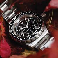 Grande montre automatique de plong&eacute;e avec feuille d'&eacute;rable gris et bracelet en acier inoxydable, Num&eacute;rique, &agrave; piles, 41 mm, Argent Haskins Industrial Inc.