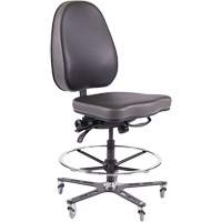 TF180 Ergonomic Industrial Chair, Mobile, Adjustable, Vinyl Seat, Black Haskins Industrial Inc.