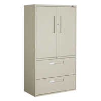 Multi-Stor Cabinet, Steel, 3 Shelves, 65-1/4" H x 36" W x 18" D, Beige Haskins Industrial Inc.