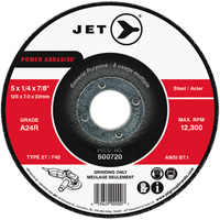 Meule POWER ABRASIVE, 5" x 1/4", Arbre 7/8", Type 27 Haskins Industrial Inc.
