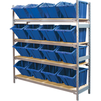 Wide Span Shelving with Jumbo Plastic Bins, Steel, Boltless, 800 lbs. Capacity, 66" W x 72" H x 18" D Haskins Industrial Inc.