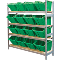 Wide Span Shelving with Jumbo Plastic Bins, Steel, Boltless, 800 lbs. Capacity, 66" W x 72" H x 18" D Haskins Industrial Inc.