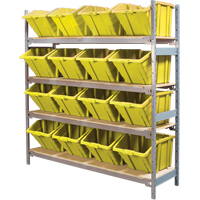Wide Span Shelving with Jumbo Plastic Bins, Steel, Boltless, 800 lbs. Capacity, 66" W x 72" H x 18" D Haskins Industrial Inc.