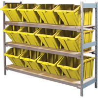 Wide Span Shelving with Jumbo Plastic Bins, Steel, Boltless, 800 lbs. Capacity, 66" W x 60" H x 18" D Haskins Industrial Inc.