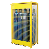 Gas Cylinder Cabinets, 10 Cylinder Capacity, 44" W x 30" D x 74" H, Yellow Haskins Industrial Inc.