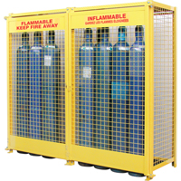 Gas Cylinder Cabinets, 20 Cylinder Capacity, 88" W x 30" D x 74" H, Yellow Haskins Industrial Inc.