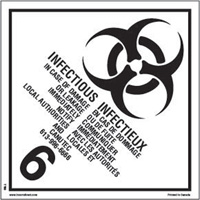 TDG Shipping Labels, Class 6.2, Infectious Substances, Paper Haskins Industrial Inc.