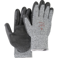 Salt & Pepper Knit Gloves With Black Palm Coating, Size Small/7, Polyurethane Coated, HPPE Shell, ANSI/ISEA 105 Level 2 Haskins Industrial Inc.