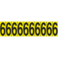 Individual Adhesive Number Markers, 6, 1-15/16" H, Black on Yellow Haskins Industrial Inc.