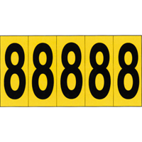 Individual Adhesive Number Markers, 8, 3-7/8" H, Black on Yellow Haskins Industrial Inc.