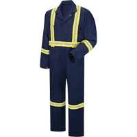 Enhanced Visibility Coveralls, Men's, Navy Blue, Size 38 Haskins Industrial Inc.