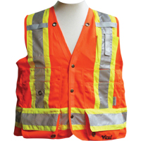 Vestes de s&eacute;curit&eacute; pour arpenteur, Orange haute visibilit&eacute;, Moyen, Polyester Haskins Industrial Inc.