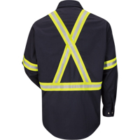 Work Shirt with Reflective Trim, Cotton/Nylon, Medium, High Visibility Orange Haskins Industrial Inc.