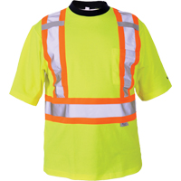 T-shirt de s&eacute;curit&eacute;, Polyester, Moyen, Jaune lime haute visibilit&eacute; Haskins Industrial Inc.