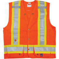Veste de s&eacute;curit&eacute; pour arpenteur, Orange haute visibilit&eacute;, Petit, Polyester Haskins Industrial Inc.