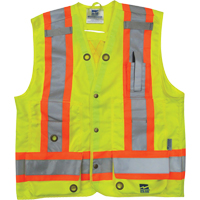 Veste de s&eacute;curit&eacute; pour arpenteur, Jaune lime haute visibilit&eacute;, Petit, Polyester Haskins Industrial Inc.
