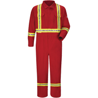 Flame-Resistant Deluxe Coveralls with Reflective Trim, Size 38, Red, 5.6 cal/cm² Haskins Industrial Inc.