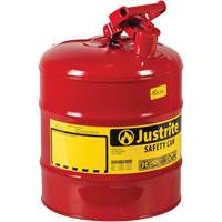Safety Cans, Type I, Steel, 5 US gal., Red, FM Approved/UL/ULC Listed Haskins Industrial Inc.