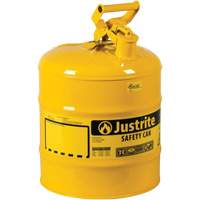 Safety Cans, Type I, Steel, 5 US gal., Yellow, FM Approved/UL/ULC Listed Haskins Industrial Inc.
