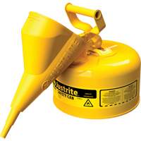 Safety Cans, Type I, Steel, 2.5 US gal., Yellow, FM Approved/UL/ULC Listed Haskins Industrial Inc.
