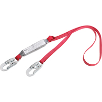 PRO Shock Absorbing Lanyards, 4', Snap Hook Center, Snap Hook Leg Ends, Polyester Haskins Industrial Inc.