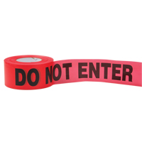Standard Barricade Tape, English, 3" W x 1000' L, 2 mils, Red Haskins Industrial Inc.