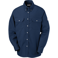Flame-Resistant Cool Touch&reg; 2 Button Front Deluxe Shirts, Small, Navy Blue Haskins Industrial Inc.