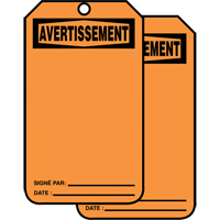 Safety Tags, Cardstock, 3-1/8" W x 5-7/8" H, French Haskins Industrial Inc.