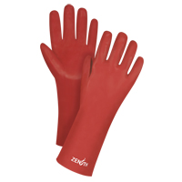 Red Smooth-Finish Chemical-Resistant Gloves, Size 9, 14" L, PVC, Interlock Inner Lining, 47-mil Haskins Industrial Inc.