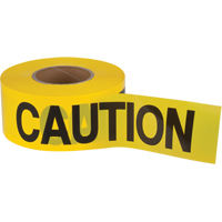 "Caution" Barricade Tape, English, 3" W x 1000' L, 1.5 mils, Black on Yellow Haskins Industrial Inc.