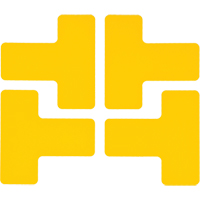 Floor Corner Marks, T, 5" L x 2" W, Yellow, Polyester Haskins Industrial Inc.