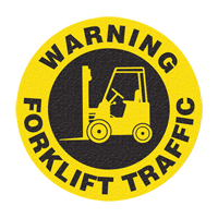 "Warning Forklift Traffic" Floor Sign, Adhesive, English with Pictogram Haskins Industrial Inc.