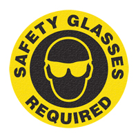 "Safety Glasses" Floor Sign, Adhesive, English with Pictogram Haskins Industrial Inc.