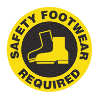 "Safety Footwear" Floor Sign, Adhesive, English with Pictogram Haskins Industrial Inc.