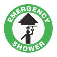 "Emergency Shower" Floor Sign, Adhesive, English with Pictogram Haskins Industrial Inc.
