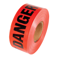 Reinforced Grade Barricade Tape, English, 3" W x 500' L, 5 mils, Black on Red Haskins Industrial Inc.