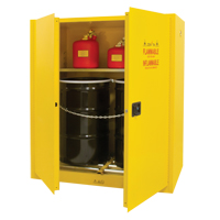 Vertical Drum Storage Cabinet, 110 US gal. Cap., 2 Drums, Yellow Haskins Industrial Inc.