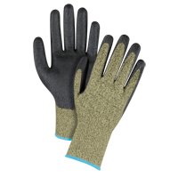Gants &eacute;lastiques sans coutures r&eacute;sistants &agrave; la coupe noir & jaune, Taille T-Grand/10, Calibre 13, Rev&ecirc;tement Mousse de nitrile, Enveloppe en Aramide, ASTM ANSI niveau A6 Haskins Industrial Inc.