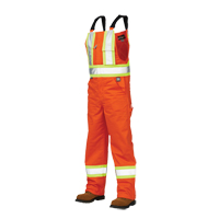Salopettes de s&eacute;curit&eacute; non doubl&eacute;e, Poly-coton, Grand, Orange haute visibilit&eacute; Haskins Industrial Inc.