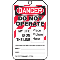 Do Not Operate Danger Lockout Tagout Tags, Cardstock, 3-1/4" W x 5-3/4" H, English Haskins Industrial Inc.