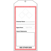 GHS Jumbo Tags, Cardstock, 3-7/8" W x 8-1/2" H, English Haskins Industrial Inc.