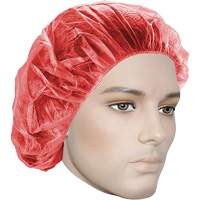 Bouffant Caps, Polypropylene, 21", Red Haskins Industrial Inc.