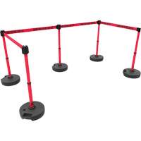 Ensemble de cinq montants pour barri&egrave;re PLUS, Plastique, 42" h, Ruban Rouge, Longueur du ruban 15' Haskins Industrial Inc.