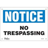"No Trespassing" Sign, 7" x 10", Plastic, English Haskins Industrial Inc.