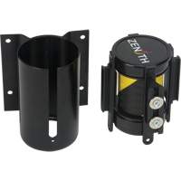 Wall Mount Barrier with Magnetic Tape, Steel, Screw Mount, 7', Black and Yellow Tape Haskins Industrial Inc.