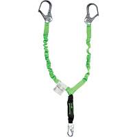 Miller&reg; StretchStop&reg; Shock-Absorbing Lanyard, 6', Scaffold Hook Center, Locking Snap Hook Leg Ends, Polyester Haskins Industrial Inc.