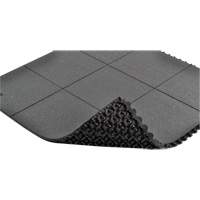 Cushion-Ease&reg; Interlocking Anti-Fatigue Mat, Pebbled, 3' x 3' x 3/4", Black, Natural Rubber Haskins Industrial Inc.