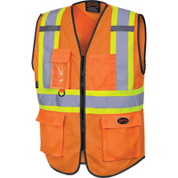 6958 Zipper Front Safety Vest, High Visibility Orange, Small, Polyester Haskins Industrial Inc.
