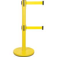 Barri&egrave;re pour le contr&ocirc;le des foules &agrave; courroie double, Acier, 35" h, Ruban Jaune, Longueur du ruban 7' Haskins Industrial Inc.